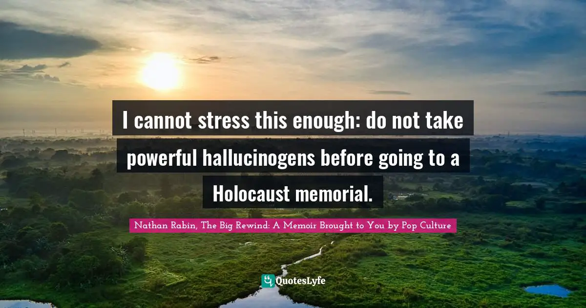 I cannot stress this enough: do not take powerful hallucinogens before going to a Holocaust memorial.