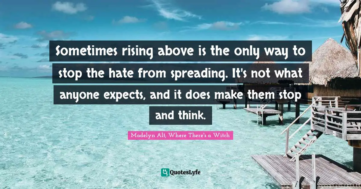 Sometimes rising above is the only way to stop the hate from spreading. It's not what anyone expects, and it does make them stop and think.