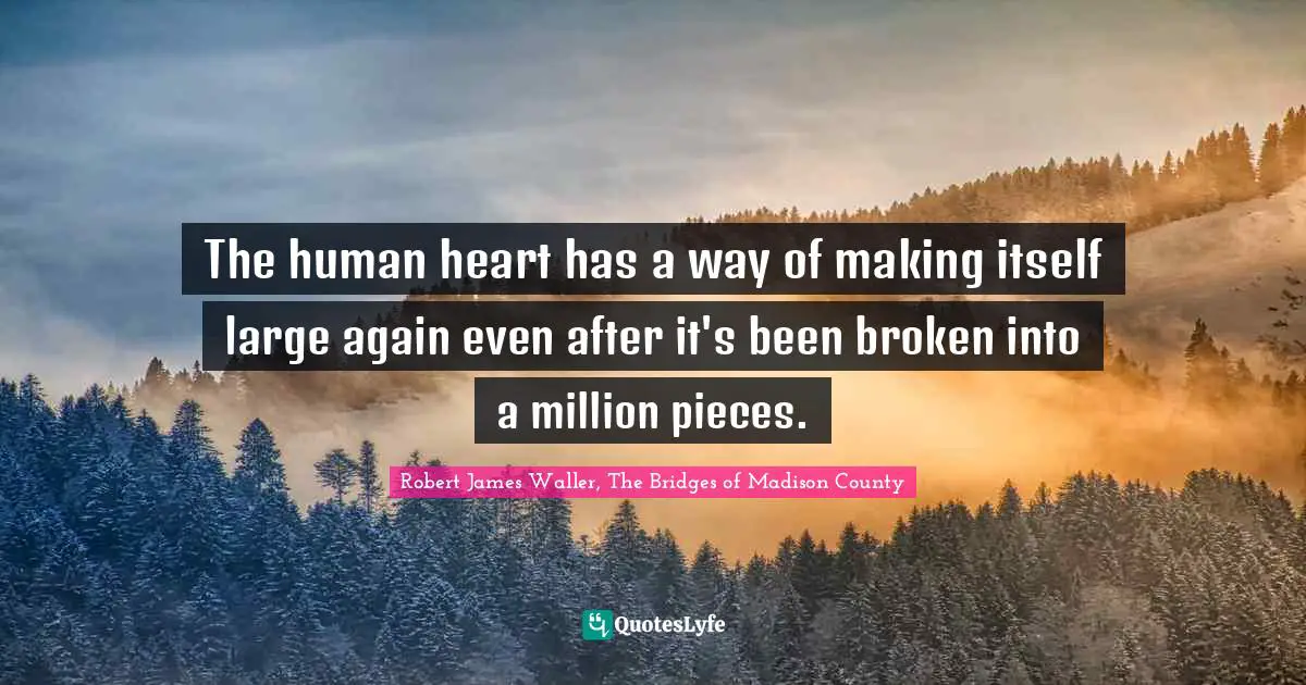 The human heart has a way of making itself large again even after it's been broken into a million pieces.
