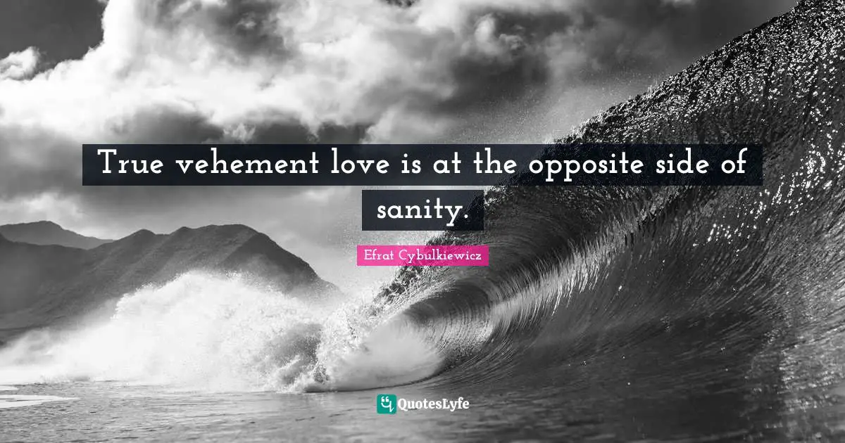 Vehement Quotes: "True vehement love is at the opposite side of sanity."