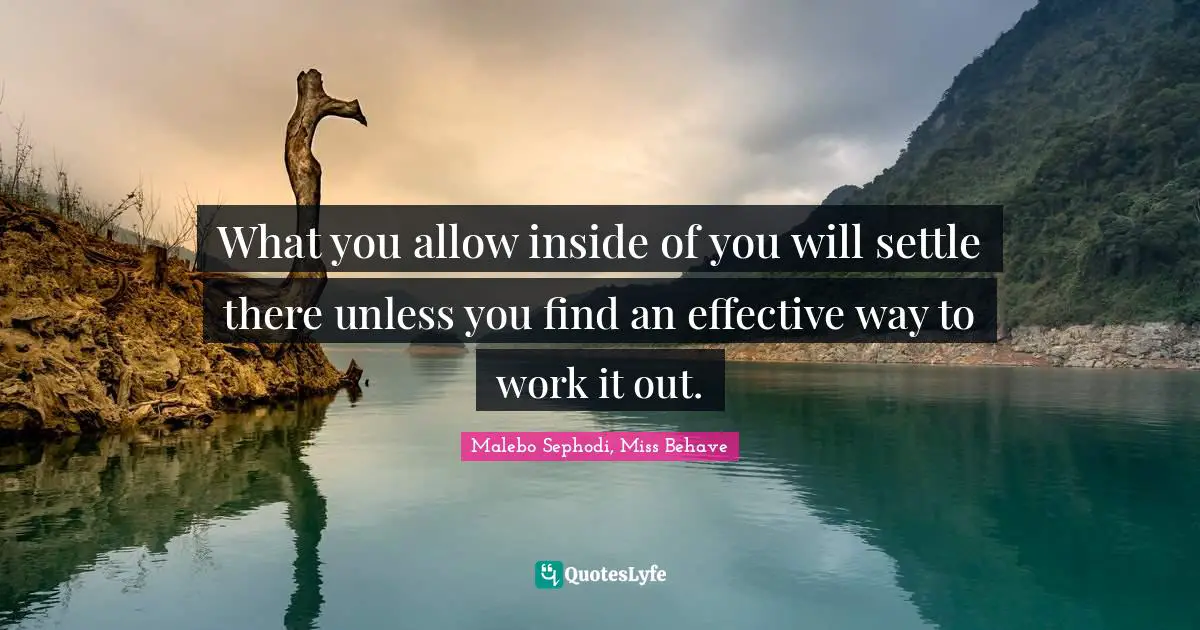Self Care Quotes: "What you allow inside of you will settle there unless you find an effective way to work it out."