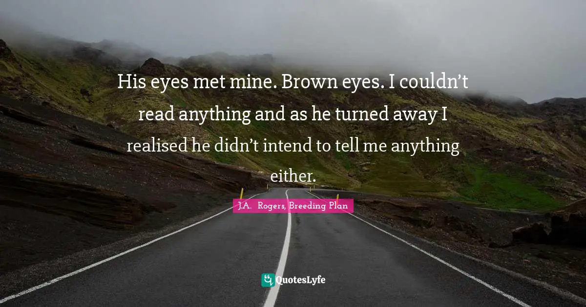 His eyes met mine. Brown eyes. I couldn’t read anything and as he turned away I realised he didn’t intend to tell me anything either.