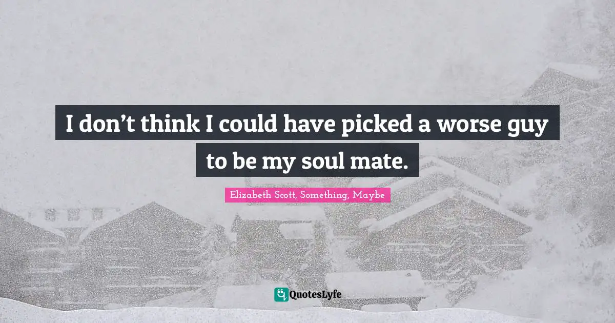 Young Adult Romance Quotes: "I don’t think I could have picked a worse guy to be my soul mate."