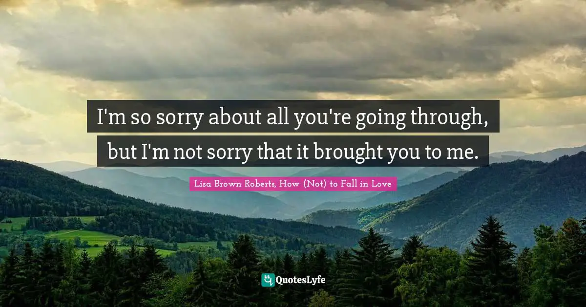 Lucas Quotes: "I'm so sorry about all you're going through, but I'm not sorry that it brought you to me."
