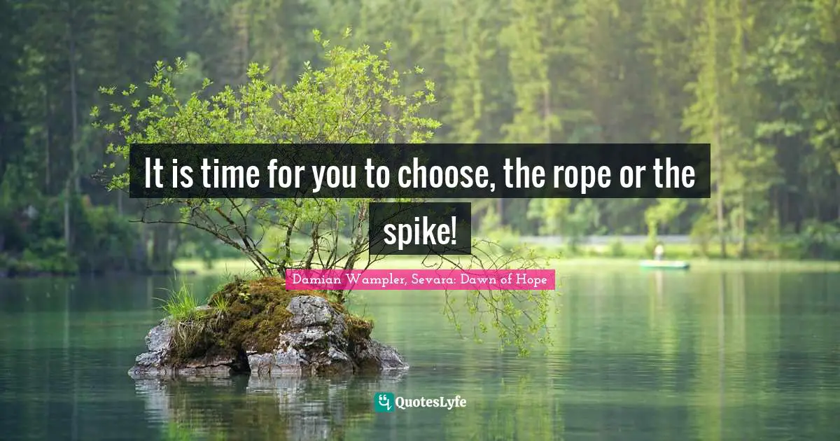 It is time for you to choose, the rope or the spike!