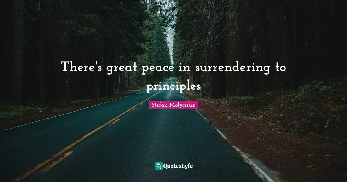 Stefan Molyneux Quotes: "There's great peace in surrendering to principles"