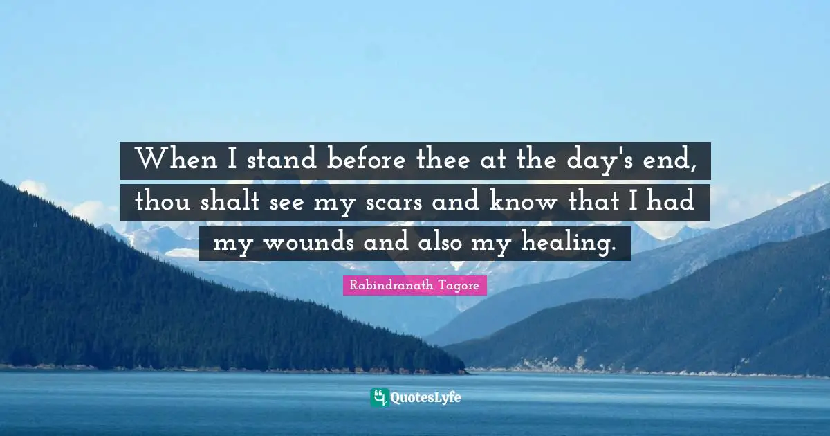 When I stand before thee at the day's end, thou shalt see my scars and know that I had my wounds and also my healing.