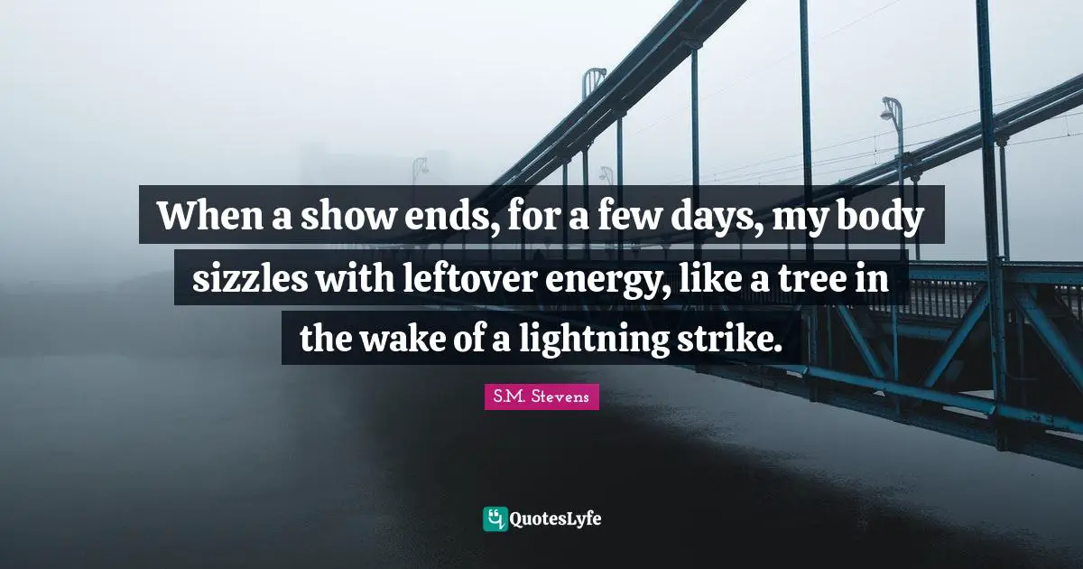 S.M. Stevens Quotes: When a show ends, for a few days, my body sizzles with leftover energy, like a tree in the wake of a lightning strike.