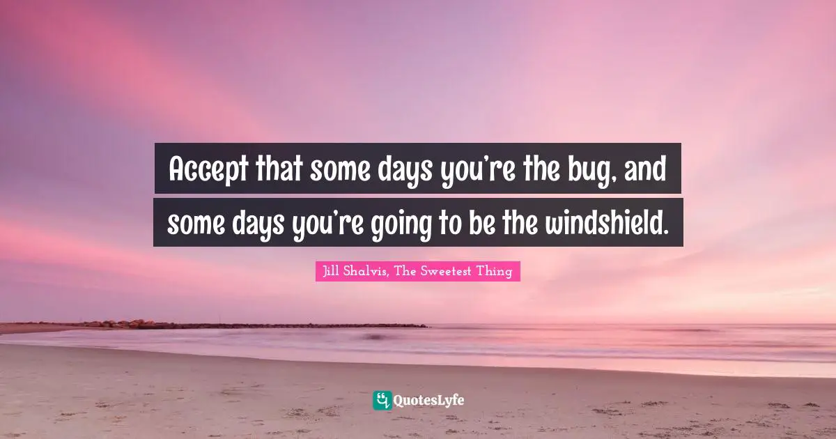Jill Shalvis Quotes: "Accept that some days you’re the bug, and some days you’re going to be the windshield."