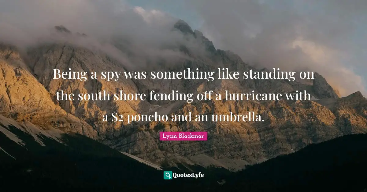 Being a spy was something like standing on the south shore fending off a hurricane with a $2 poncho and an umbrella.