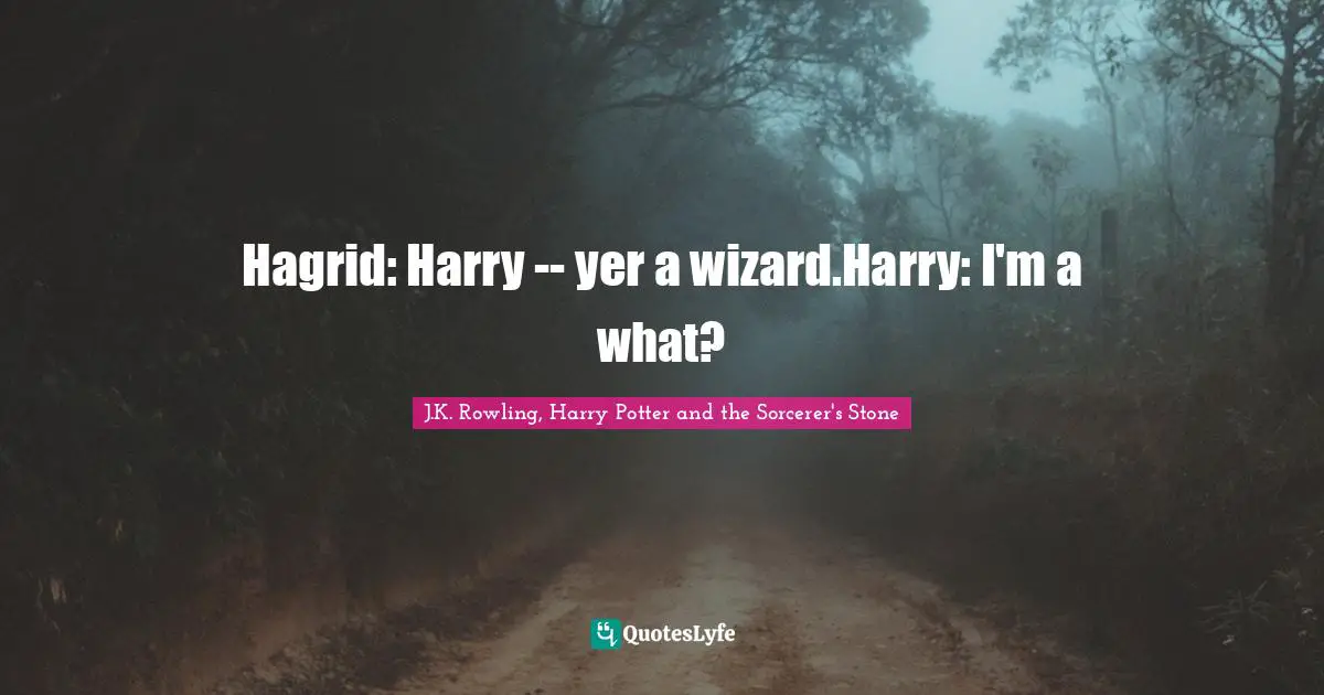 J.K. Rowling, Harry Potter And The Sorcerer's Stone Quotes: "Hagrid: Harry -- yer a wizard.Harry: I'm a what?"
