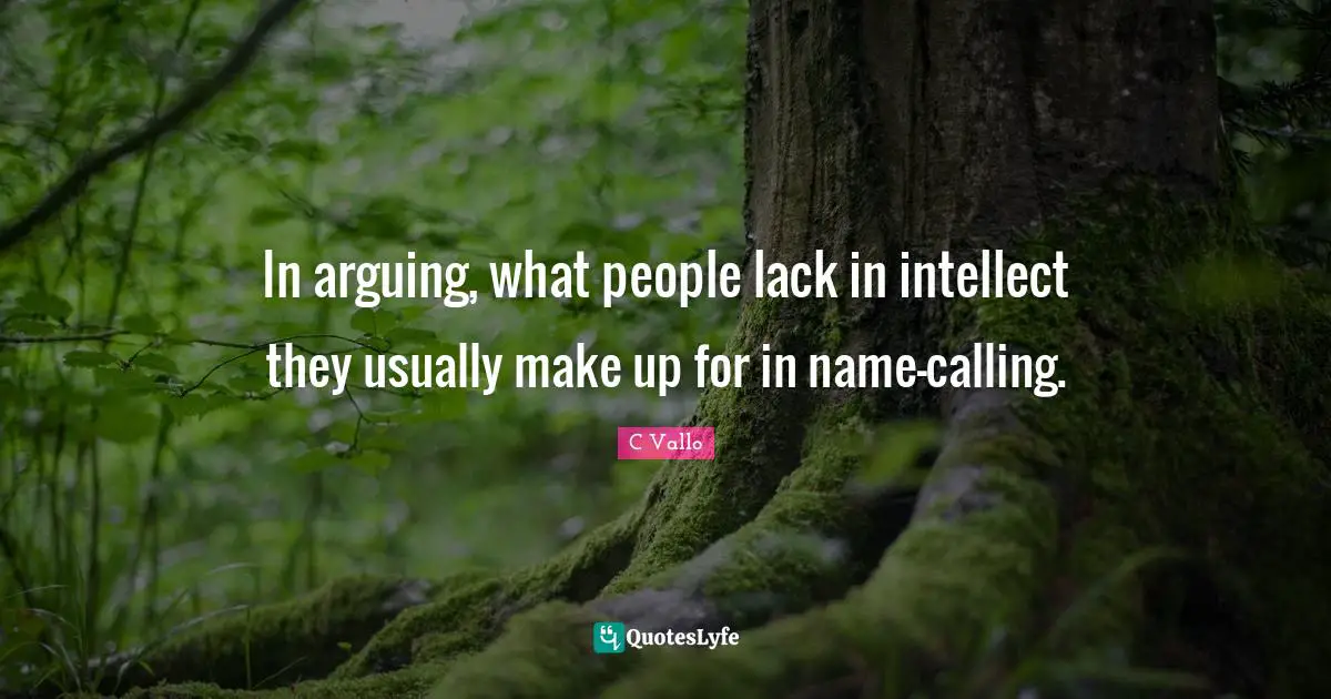 In arguing, what people lack in intellect they usually make up for in name-calling.
