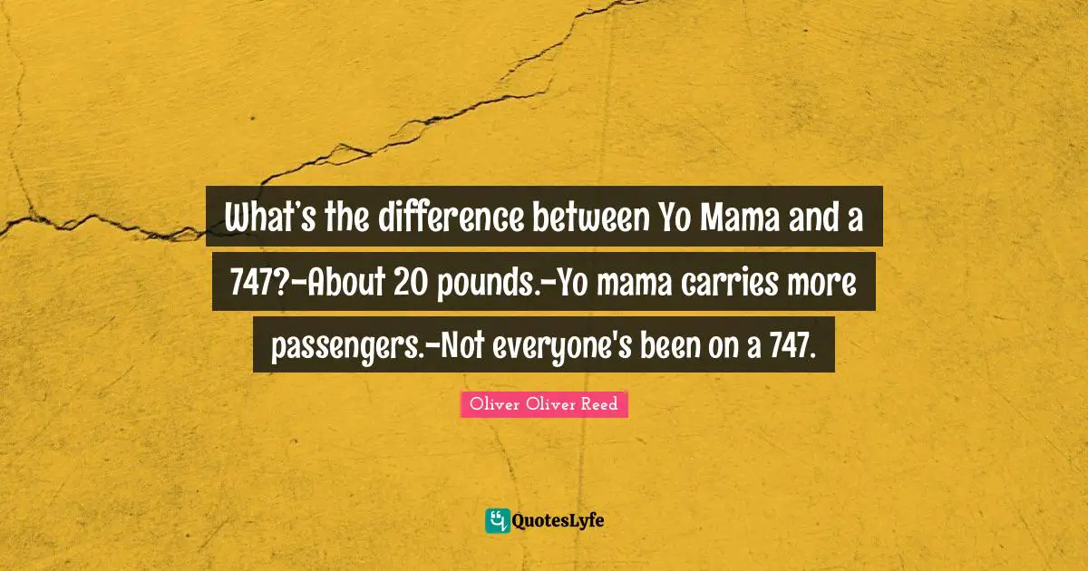 Funniest Jokes Quotes: "What’s the difference between Yo Mama and a 747?-About 20 pounds.-Yo mama carries more passengers.-Not everyone's been on a 747."