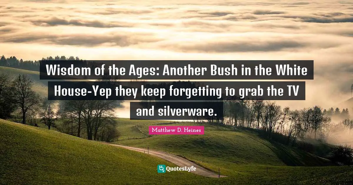 Wisdom of the Ages: Another Bush in the White House-Yep they keep forgetting to grab the TV and silverware.