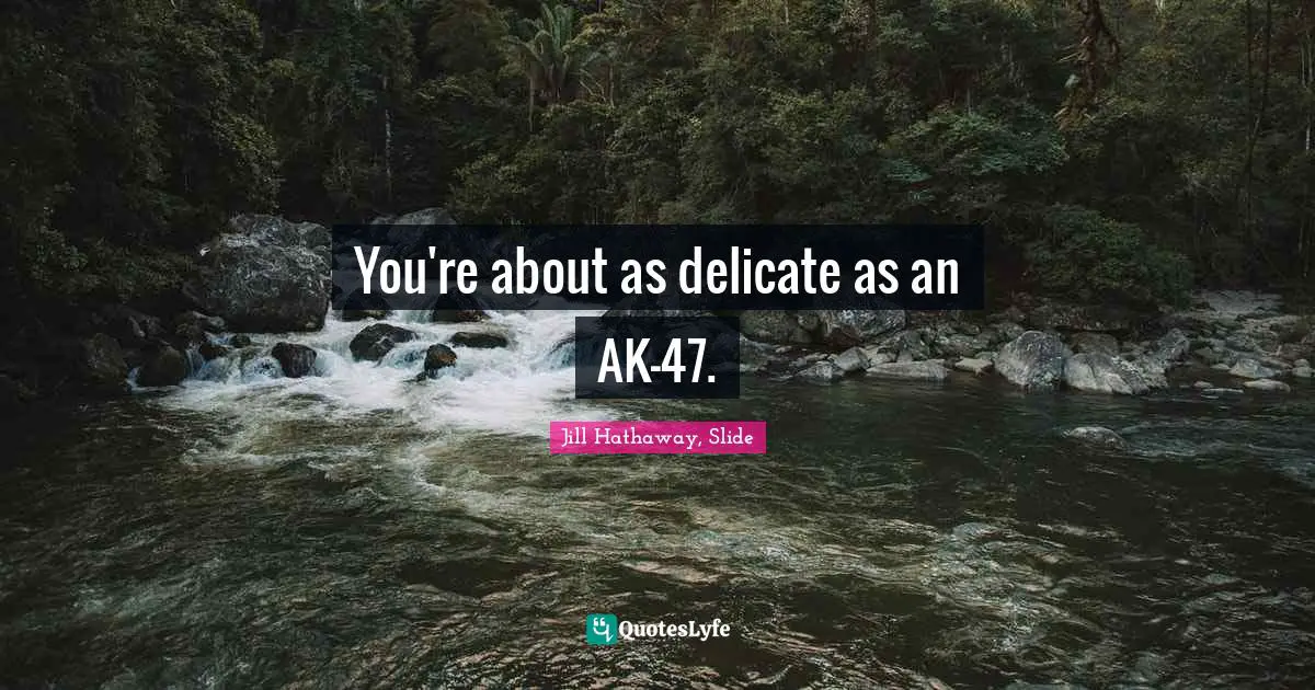 You're about as delicate as an AK-47.
