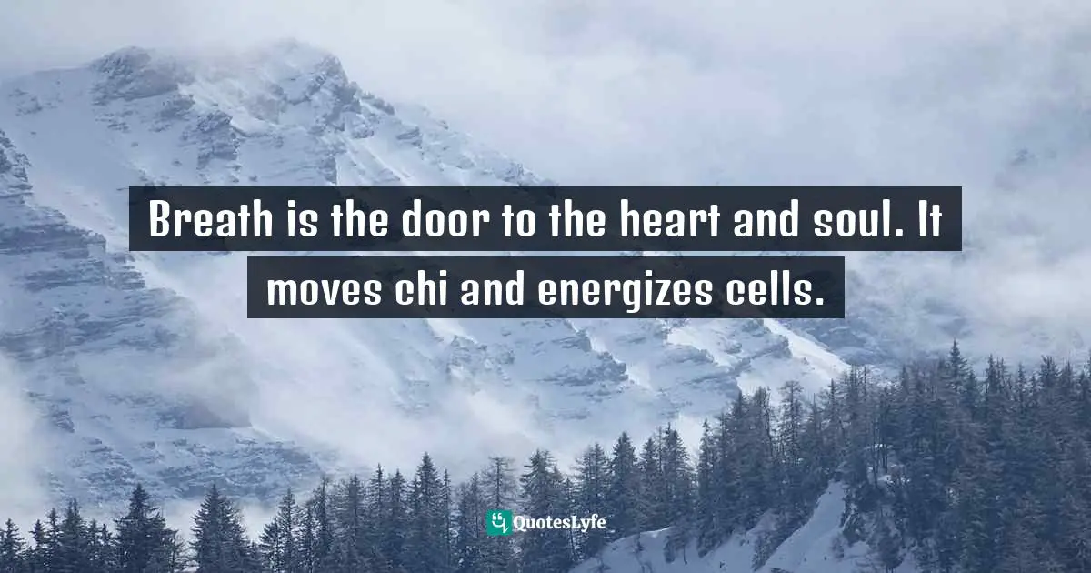 Breath is the door to the heart and soul. It moves chi and energizes cells.