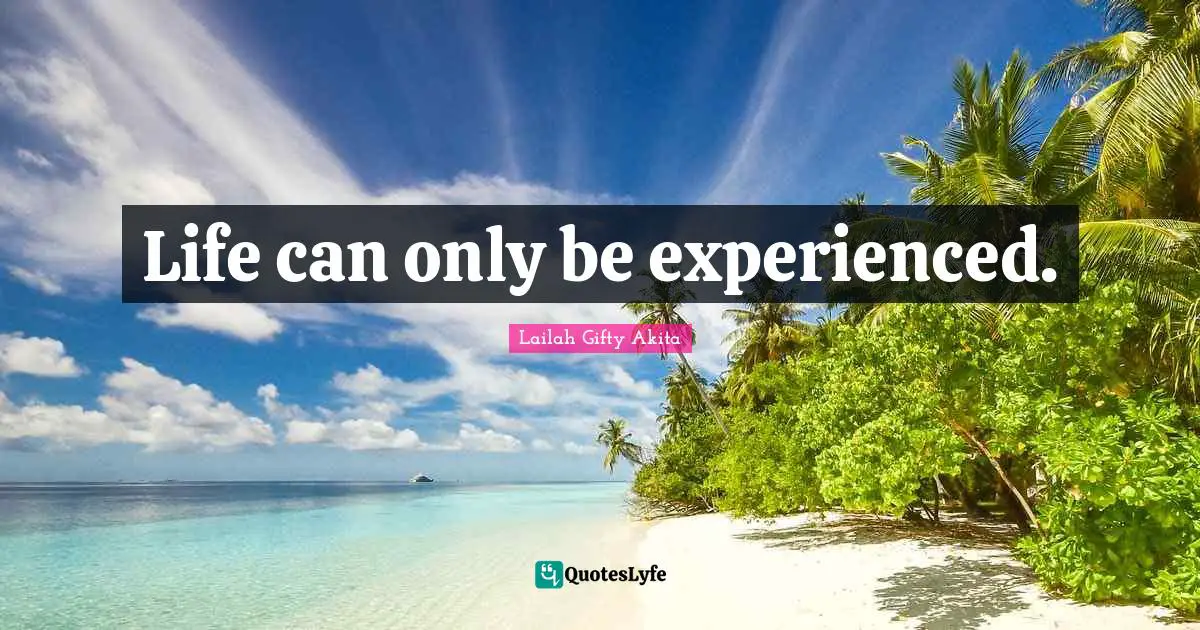 Life can only be experienced.