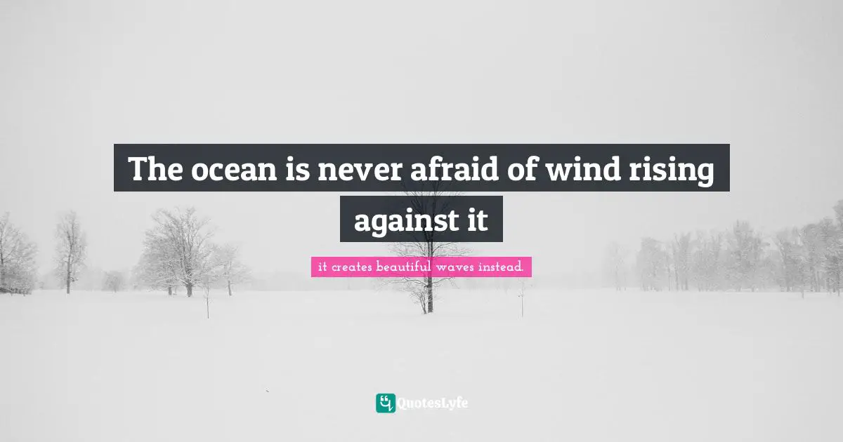The ocean is never afraid of wind rising against it