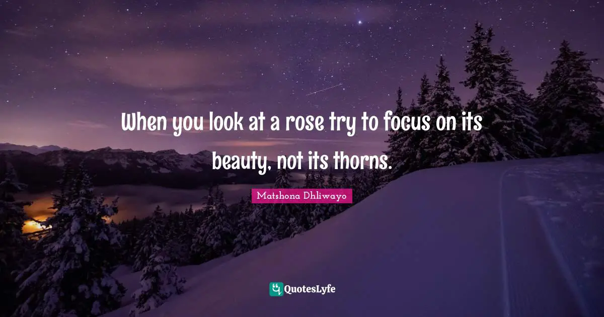 Sage Wisdom Quotes: "When you look at a rose try to focus on its beauty, not its thorns."