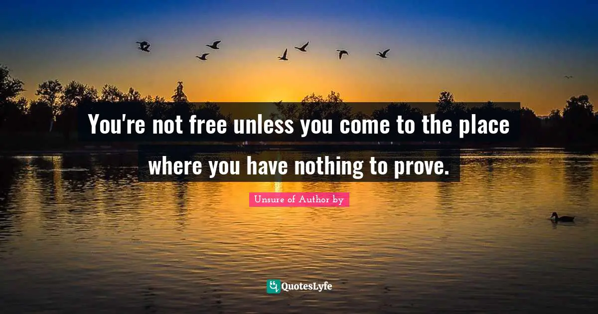 You're not free unless you come to the place where you have nothing to prove.