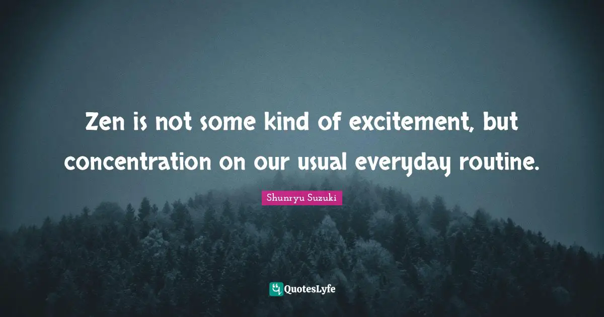Shunryu Suzuki Quotes: "Zen is not some kind of excitement, but concentration on our usual everyday routine."