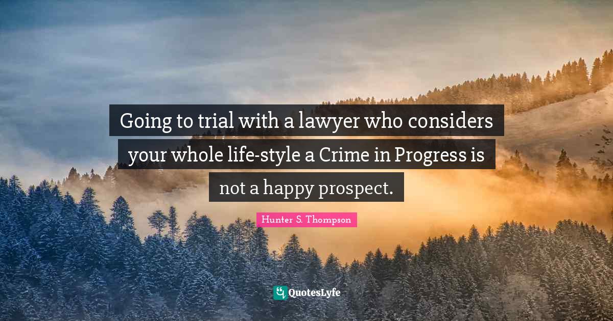 Going to trial with a lawyer who considers your whole life-style a Crime in Progress is not a happy prospect.