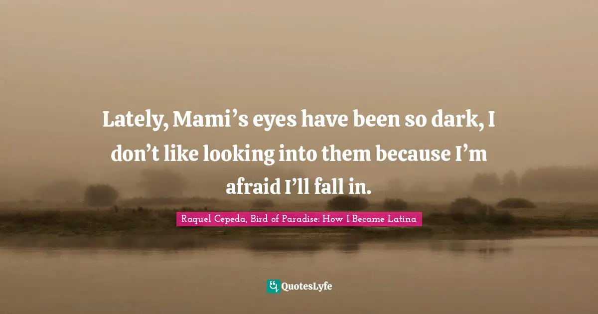 Lately, Mami’s eyes have been so dark, I don’t like looking into them because I’m afraid I’ll fall in.