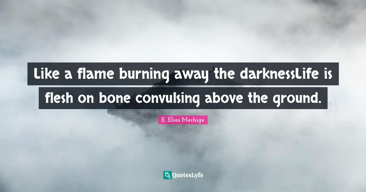 Like a flame burning away the darknessLife is flesh on bone convulsing above the ground.