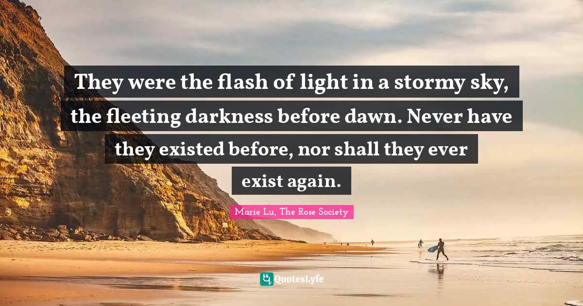 They were the flash of light in a stormy sky, the fleeting darkness before dawn. Never have they existed before, nor shall they ever exist again.