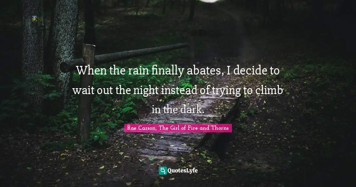Nighttime Quotes: "When the rain finally abates, I decide to wait out the night instead of trying to climb in the dark."