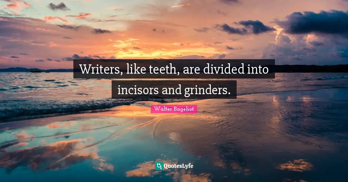 Walter Bagehot Quotes: "Writers, like teeth, are divided into incisors and grinders."
