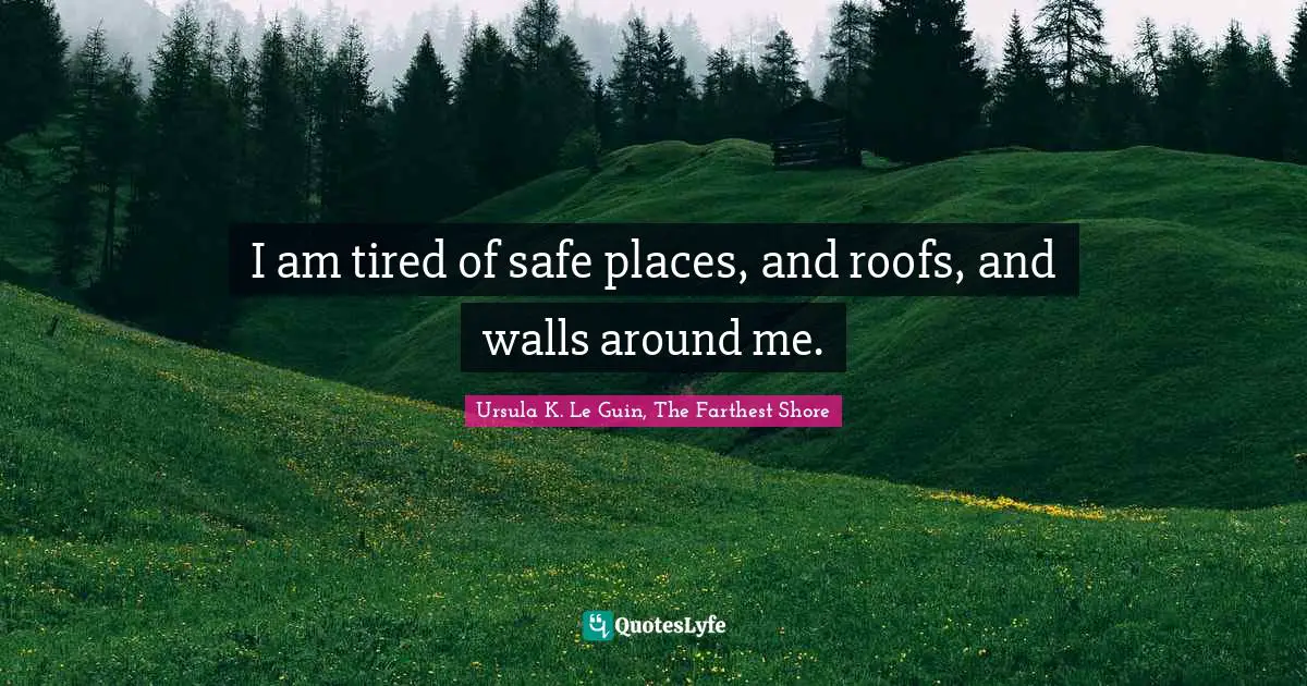 I am tired of safe places, and roofs, and walls around me.