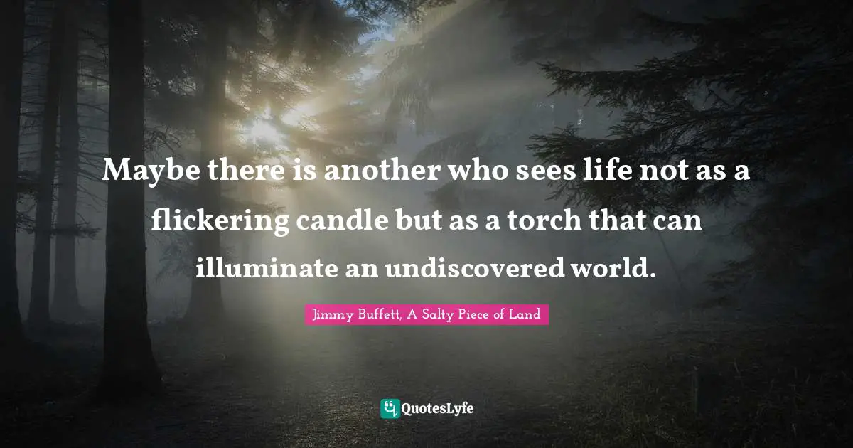 Maybe there is another who sees life not as a flickering candle but as a torch that can illuminate an undiscovered world.
