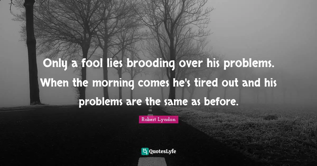 Only a fool lies brooding over his problems. When the morning comes he's tired out and his problems are the same as before.