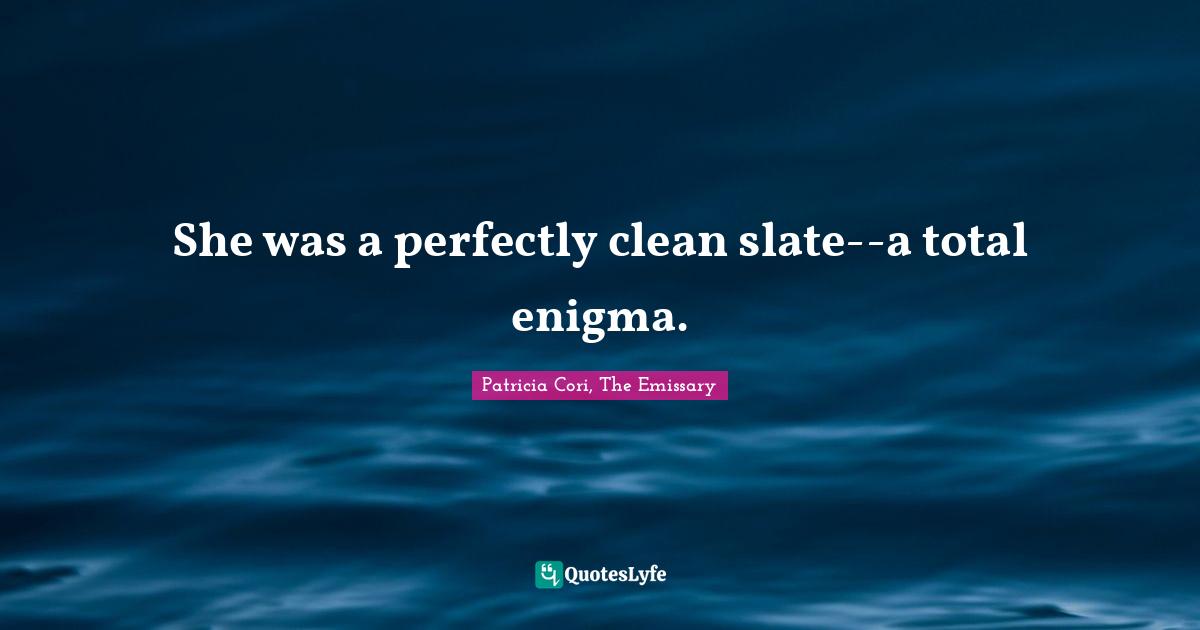 She was a perfectly clean slate--a total enigma.