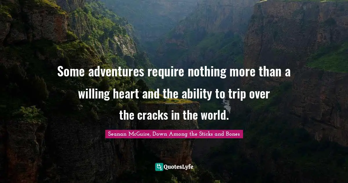 Some adventures require nothing more than a willing heart and the ability to trip over the cracks in the world.