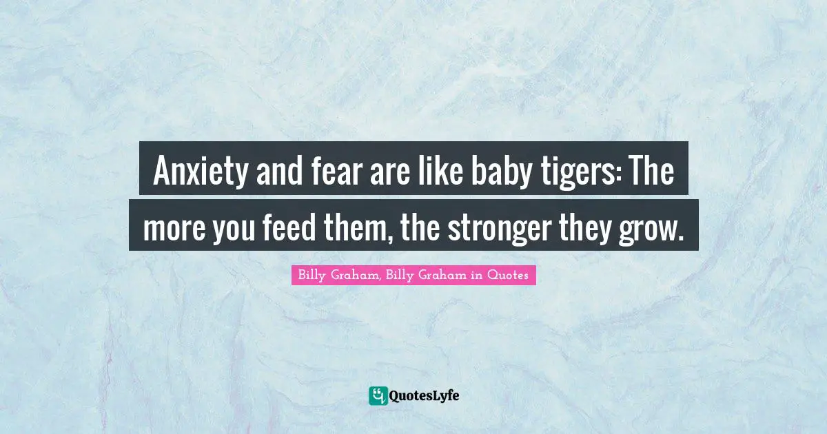 Anxiety and fear are like baby tigers: The more you feed them, the stronger they grow.
