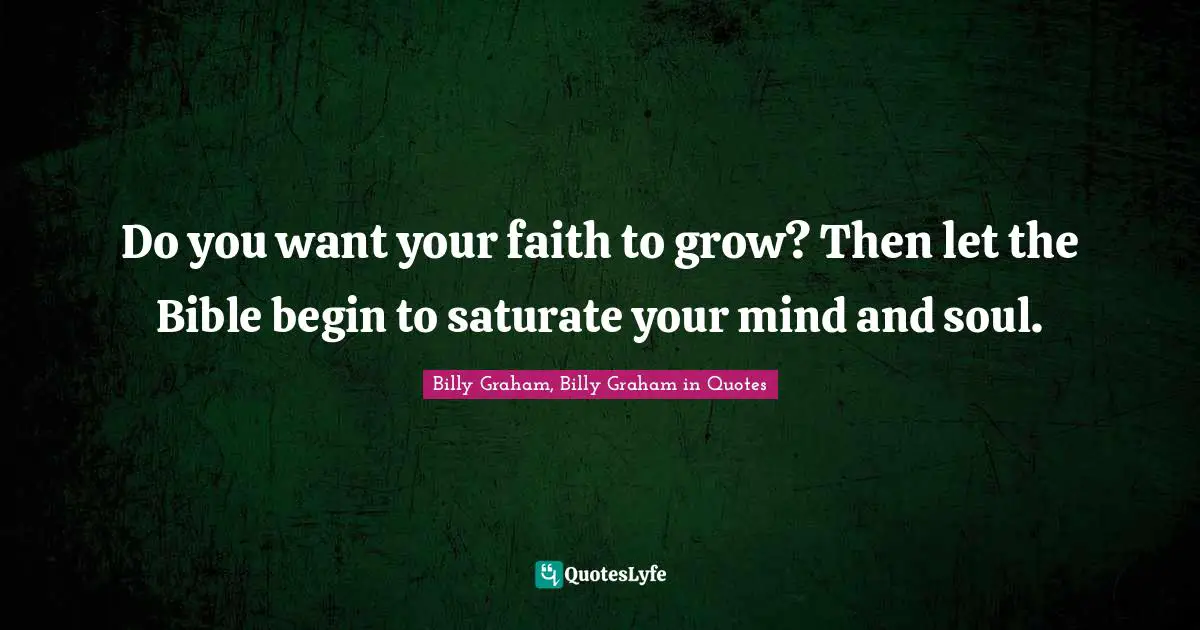 Do you want your faith to grow? Then let the Bible begin to saturate your mind and soul.