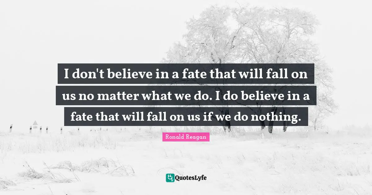 When To Take Action Quotes: "I don't believe in a fate that will fall on us no matter what we do. I do believe in a fate that will fall on us if we do nothing."
