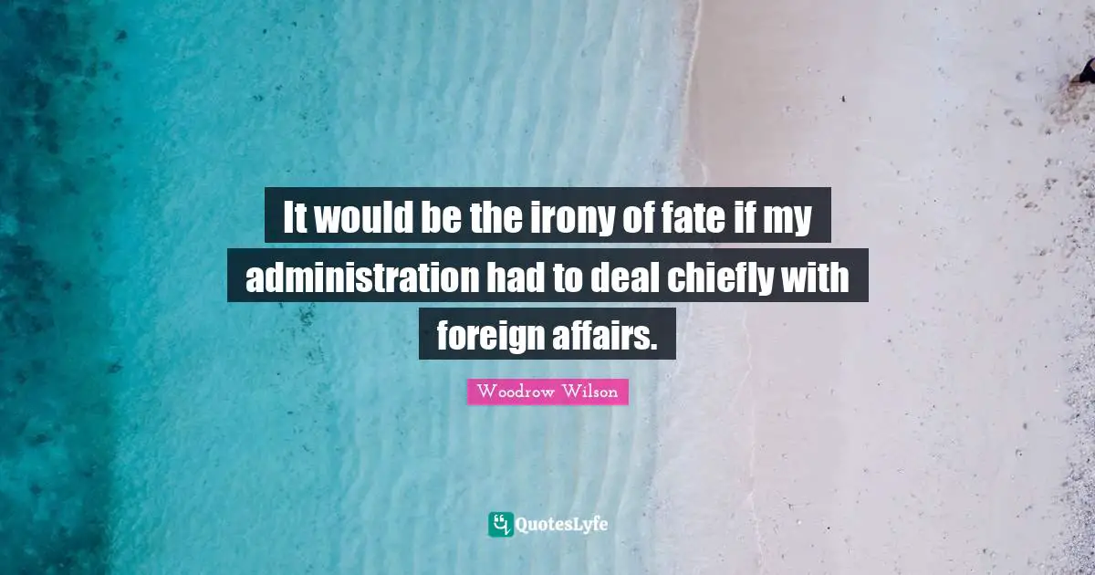It would be the irony of fate if my administration had to deal chiefly with foreign affairs.