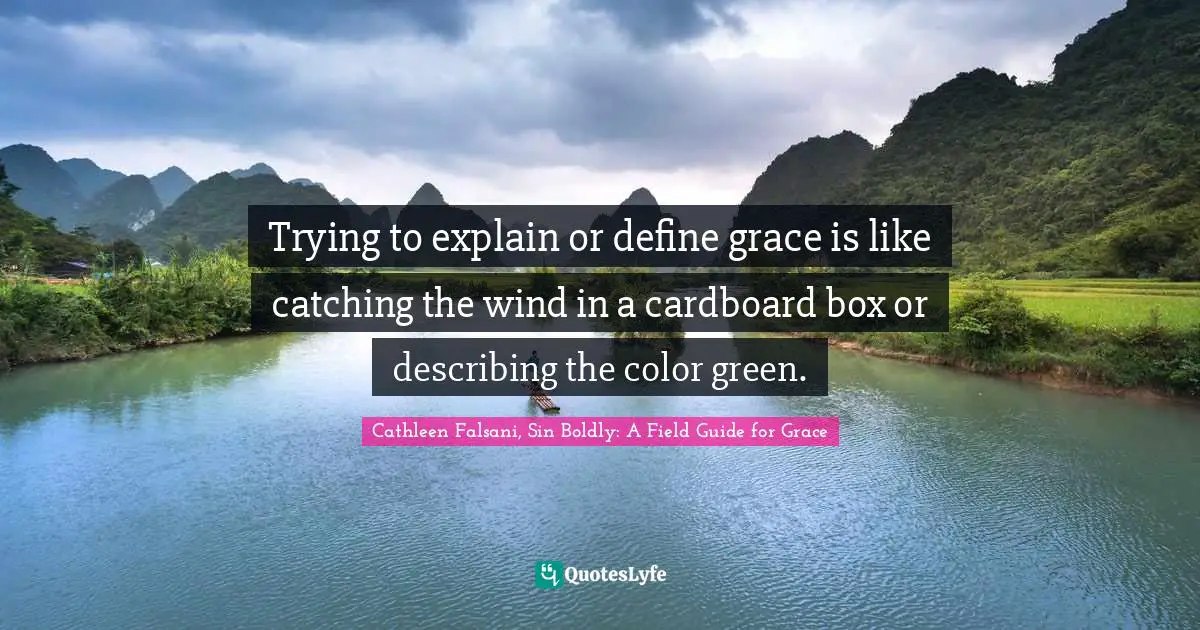 Trying to explain or define grace is like catching the wind in a cardboard box or describing the color green.