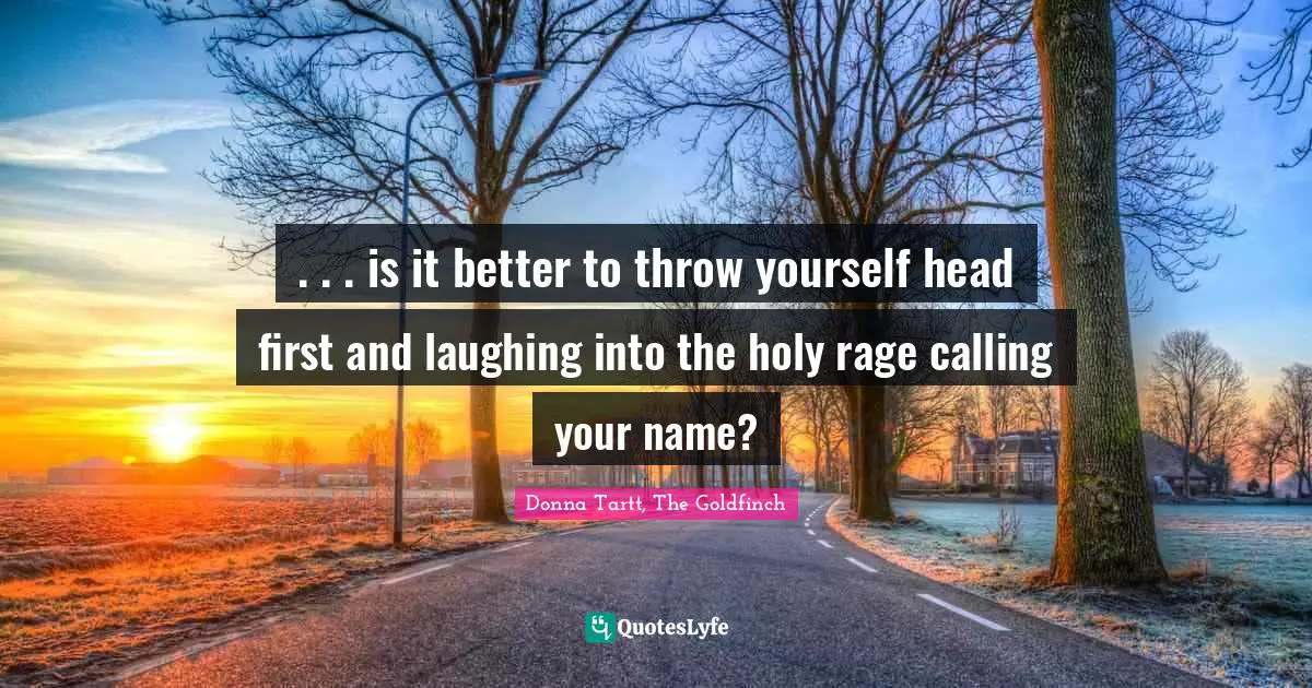 . . . is it better to throw yourself head first and laughing into the holy rage calling your name?