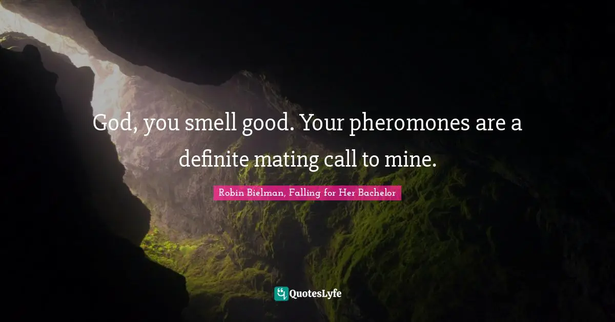 God, you smell good. Your pheromones are a definite mating call to mine.