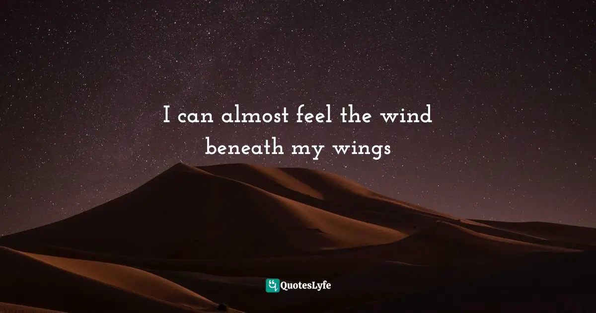 I can almost feel the wind beneath my wings