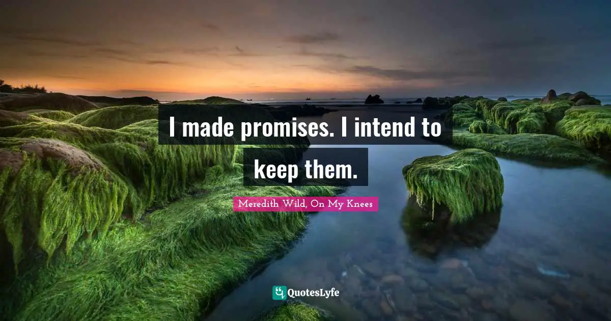 I made promises. I intend to keep them.