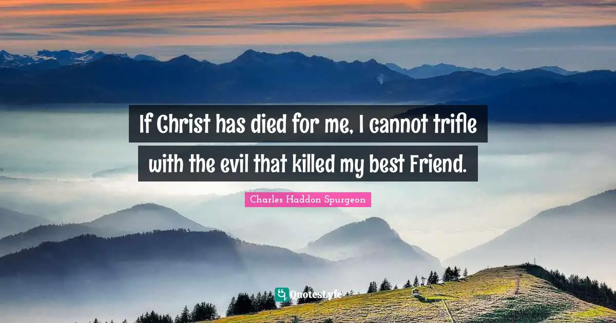 Holiness Quotes: "If Christ has died for me, I cannot trifle with the evil that killed my best Friend."