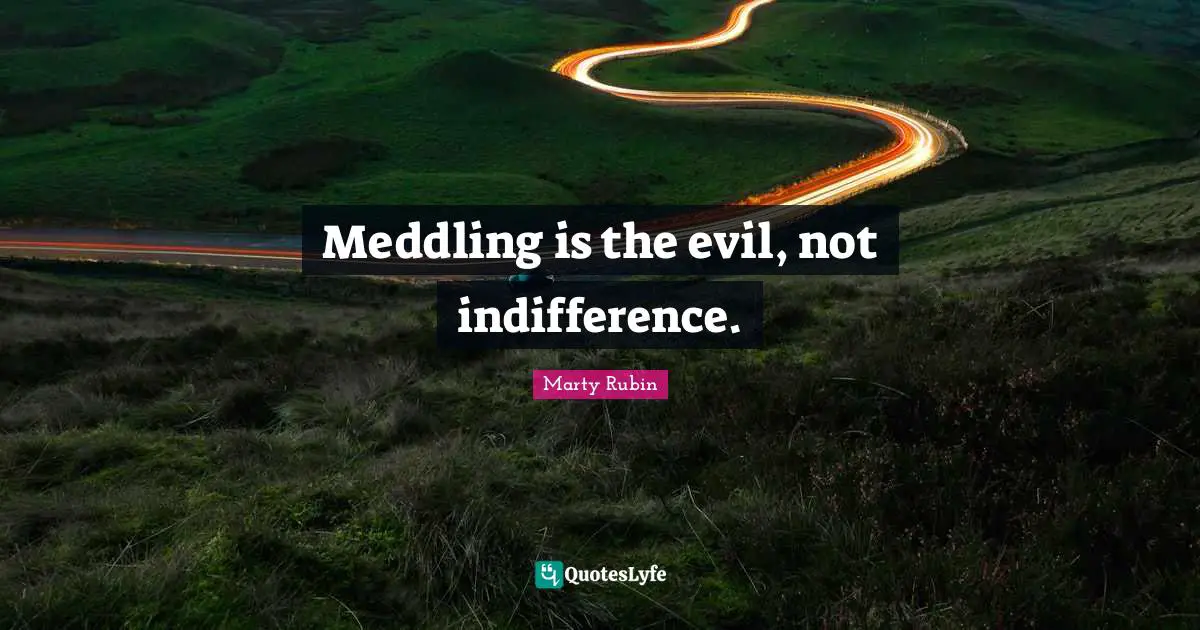 Meddling is the evil, not indifference.