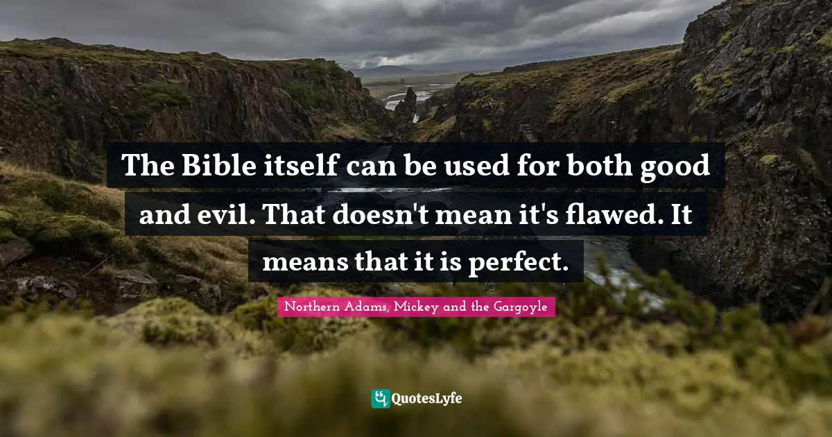 The Bible itself can be used for both good and evil. That doesn't mean it's flawed. It means that it is perfect.