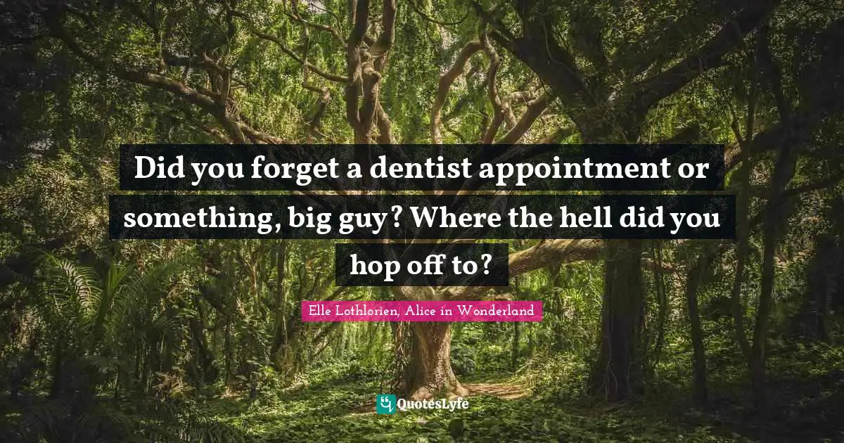 Did you forget a dentist appointment or something, big guy? Where the hell did you hop off to?