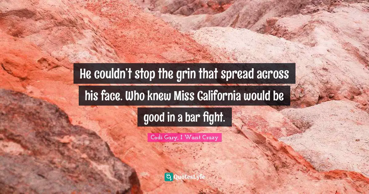 He couldn’t stop the grin that spread across his face. Who knew Miss California would be good in a bar fight.
